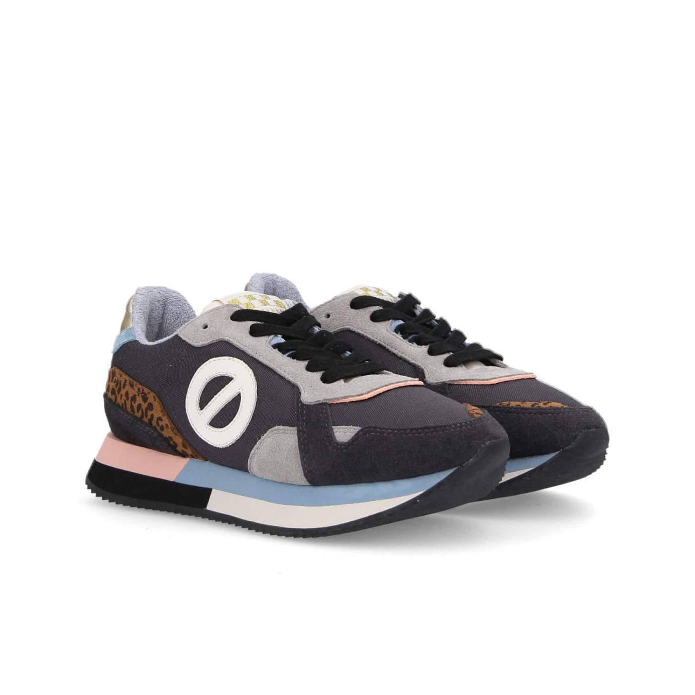 MIA JOGGER - SUEDE/NYLON/LEO - CARBONE/BROWN